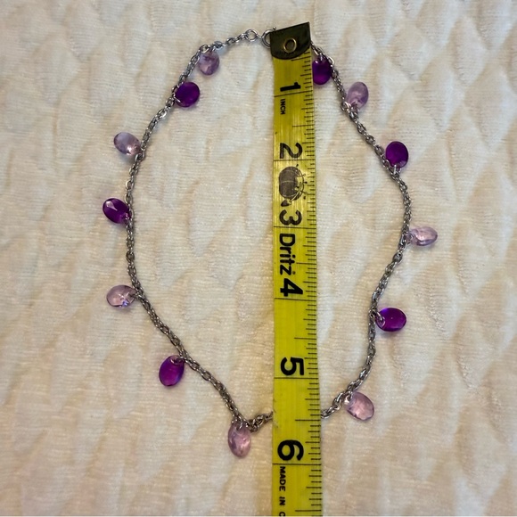 Vintage 1950’s Sarah Coventry Silver Tone Double Necklace Purple Glass Beads - Picture 12 of 15